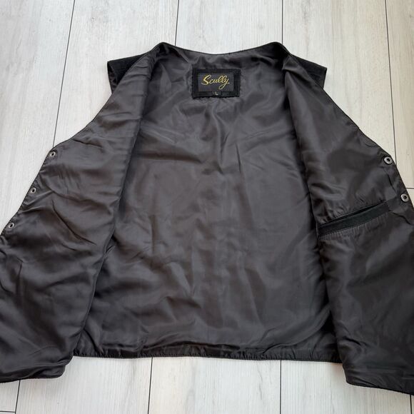 Scully Vest Mens Large Black Leather Suede Snap Lined Western Wear Cowboy Biker - Picture 6 of 11